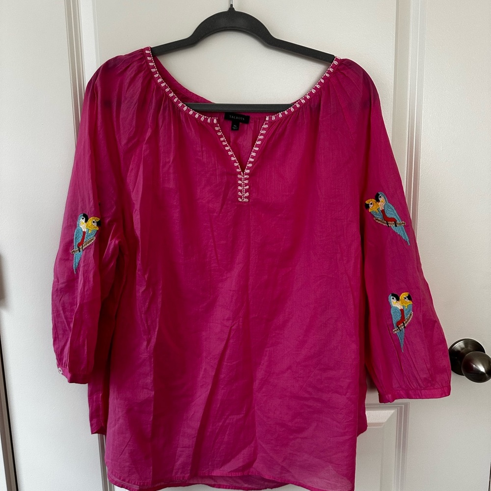 Talbots Pink Embellished Blouse XL